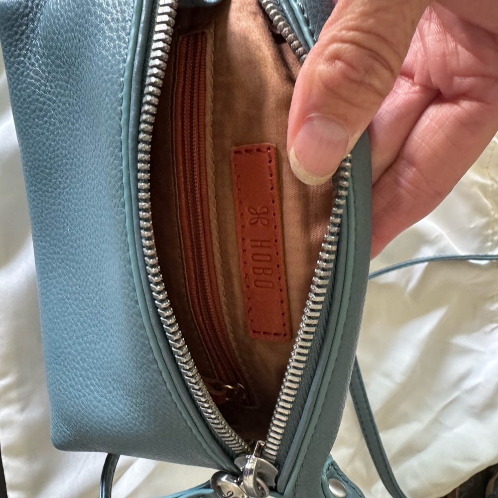 HOBO Blue-Green Leather Crossbody Bag with Front Zip - Picture 3 of 7